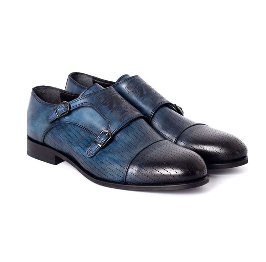 Bogart Man - Men's - Double Monk Formal Shoes-Blue-Pair