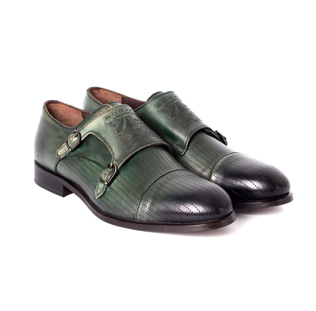 Bogart Man - Men's - Double Monk Formal Shoes-Green-Pair