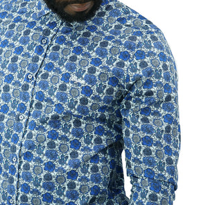 Bogart Man - Men's - Moda Rose Spring Shirt-Blue-Detail