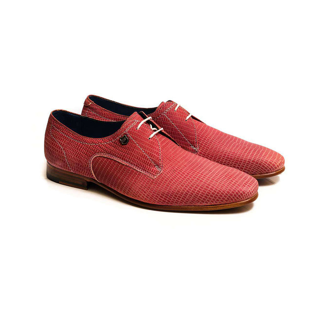 Bogart Man - Men's - Suede Snake Formal Shoes-Red-Pair