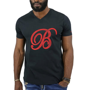 Bogart Man - Men's - V-Neck Big B T-Shirt-Black-Front
