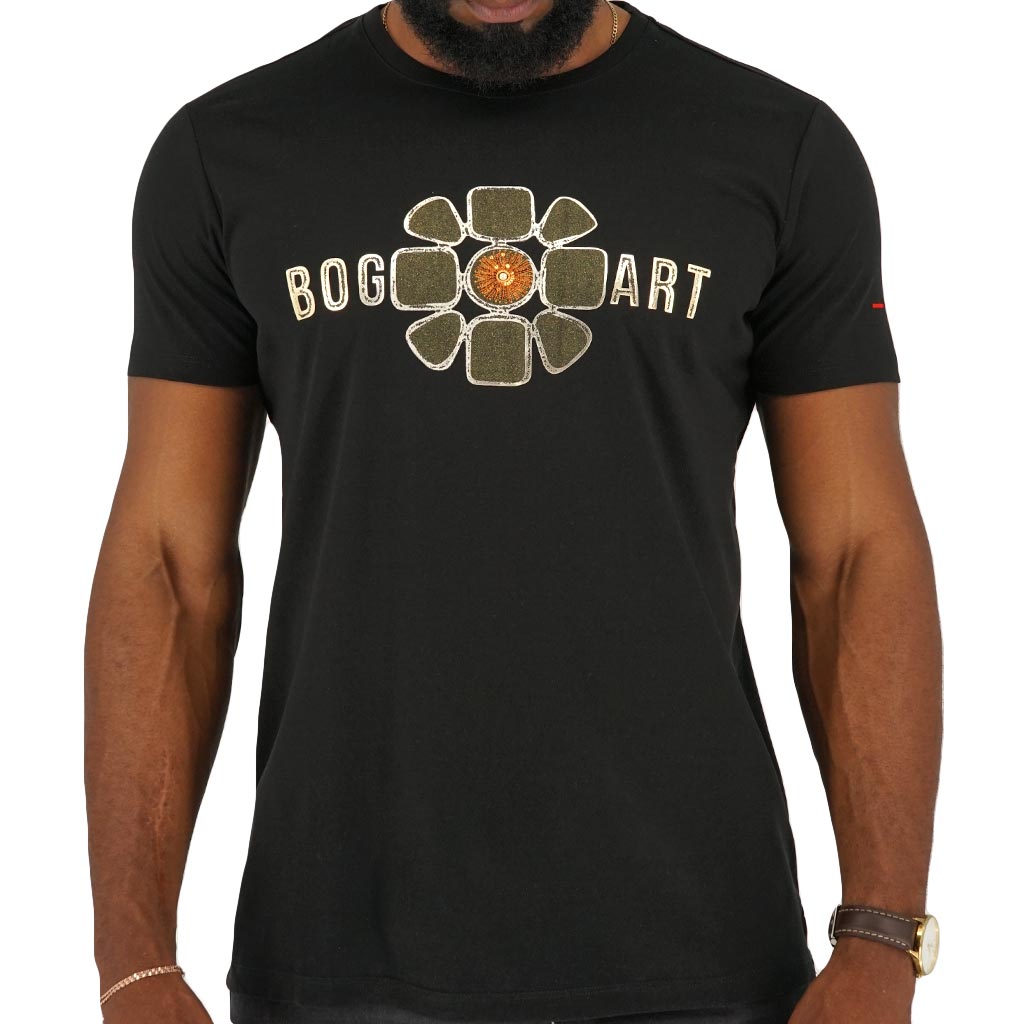 Bogart-modal-aspiration-collection-gold-print-beads-aplique-black-front-tshirt-bmt204