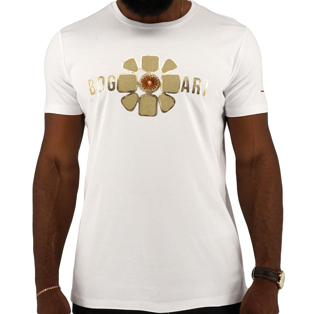 Bogart-modal-aspiration-collection-gold-print-beads-aplique-white-front-tshirt-bmt204