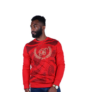 BogartMan-Men_s-RedGoldSweater-Front-Red-BMLS61